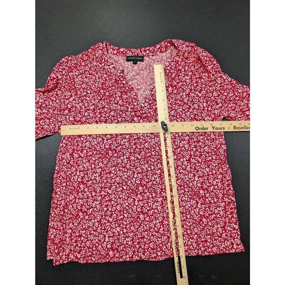 Adrienne Vittadini Red with White Flora Print Blouse Women's Size Small - Picture 6 of 6